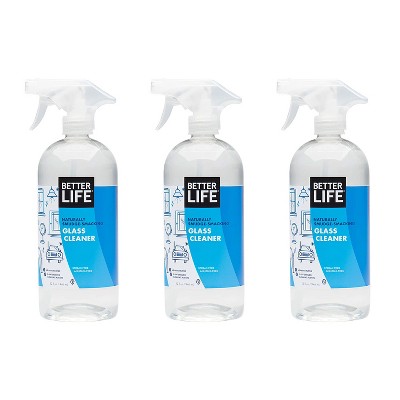 Better Life Cruelty Free Unscented Biodegradable Streak Free Multipurpose Natural Plant Based Glass Cleaner Spray Bottle, 32 Ounces (3 Pack)