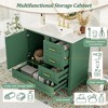 36" Green Bathroom Vanity with Solid Pine Frame, 1 Soft Close Door and 3 Drawers, Modern Storage Cabinet with Ceramic Sink - 3 of 4