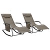 vidaXL Sun Lounger Black and Grey Textilene, Powder-Coated Steel Standard - Taupe and Gray Set of 2 - 2 of 4