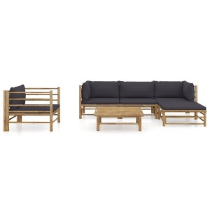 vidaXL Garden Lounge Set Dark Grey Bamboo, Fabric (100% polyester) - 1 of 4
