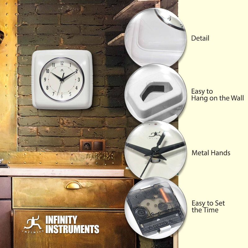 9.25" Square Retro Wall Clock - Infinity Instruments, 4 of 7