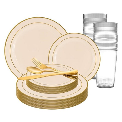 Smarty Had A Party Black With Silver Edge Rim Plastic Dinnerware Value Set  (120 Dinner Plates + 120 Salad Plates) : Target