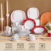 vancasso 30-Piece Porcelain White and Red line Dinnerware Set with Dinner/Soup/Dessert Plates Cups Saucers Service for 6 People - 3 of 4