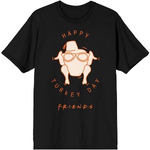 Friends Happy Turkey Day Black T-Shirt for Men - 1 of 1