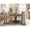 HomeStock 5-Piece Distressed Jacobean Finish Solid Wood Top Dining table with 4 Chairs - 2 of 4