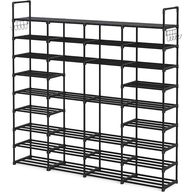 Tribesigns Large Shoe Rack Organizer Closet, 9 Tier 64 Pair Heavy Duty Shoe Shelf Storage with Side Metal Hook for Entryway Bedroom Hallway, 1 of 9