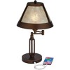 Franklin Iron Works Samuel 21 1/4" High Small Farmhouse Rustic Desk Lamps Set of 2 USB Port Swing Arm with Socket Brown Bronze Finish Metal Charging - 3 of 4