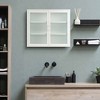 Double Glass Door Wall Cabinet with 2 Detachable Shelves,3-Tier Storage 27.6in Retro Double Glass Door Wall Locker for Office,Dining Room,Kitchen - 4 of 4