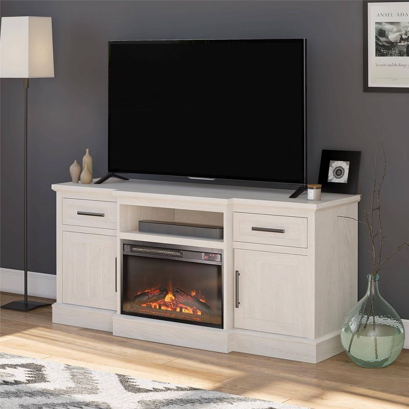 Hannepin TV Stand for TVs up to 65&#34; with Electric Fireplace White Oak - Room &#38; Joy, 3 of 12