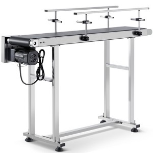 VEVOR Belt Conveyor, 47 x 7.8 inch Conveyor Table, Heavy Duty Stainless Steel Motorized Belt Conveyor, Silver(Double Guardrail) - 1 of 4