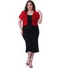 Agnes Orinda Women's Plus Size Short Sleeve Open Front Crochet Lace Allover Cropped Cardigan - 3 of 4