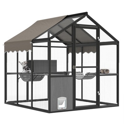 Aluminum Extra Large Catio Outdoor Cat Enclosure for Multiple Cats, Catio Large Cat Run, Cats Run Enclosure Walk in Kitten Condo with Channels