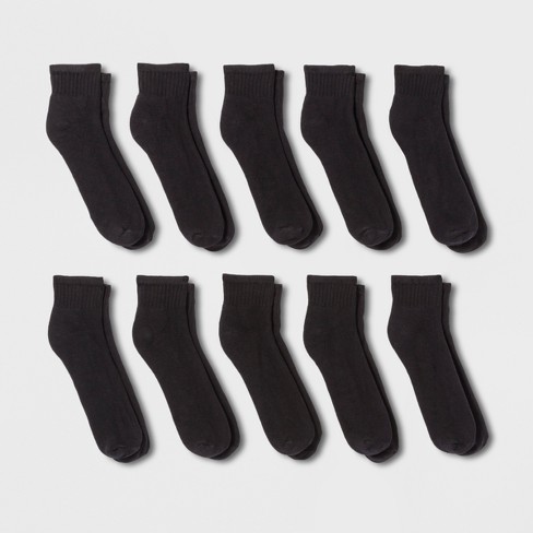 Men's Quarter Socks 10pk - Goodfellow & Co™ Black 6-12