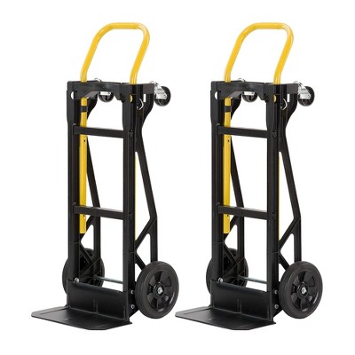 Harper Trucks 400 Pound Capacity Glass Filled Nylon Frame Dual Convertible Cart and Dolly with 8 Inch Pneumatic Wheels, Black