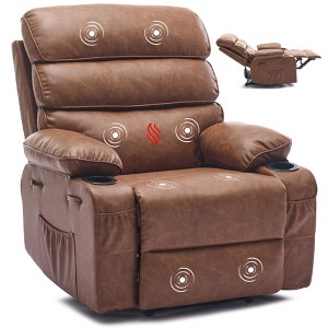 PU Leather Extra Wide Manual Recliner for Adults with Massage and Heat, Large Lazy Chair with 1.5X Sponge - 1 of 4