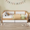 Twin Size Solid Wood Daybed with 2 Storage Drawers/Trundle for Limited Space Kids, Teens, Adults, Walnut and White 4B - ModernLuxe - image 2 of 4