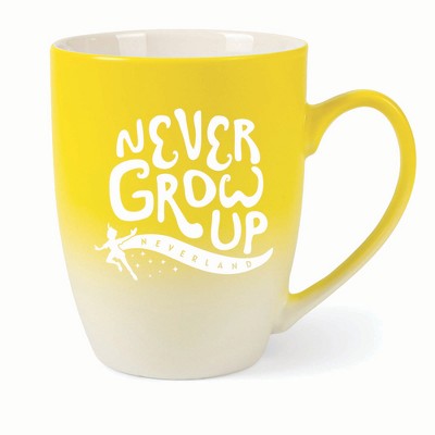 Elanze Designs Never Grow Up Neverland Two Toned Ombre Matte 10 ounce New Bone China Coffee Tea Cup Mug, Yellow and White