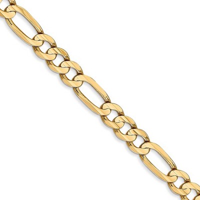 Black Bow Jewelry 5.5mm, 14k Yellow Gold, Open Concave Figaro Chain Necklace