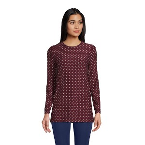 Lands' End Women's Long Sleeve Performance Crew Neck Tunic - 1 of 4