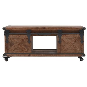 vidaXL Coffee Table Brown Solid fir wood, MDF, steel 35.8 x 20.1 x 15.0 in - 1 of 1