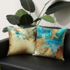 Teal and Gold Throw Pillow Covers 18x18 inch Set of 4 Turquoise Gold Abstract Pillow Case - 3 of 4