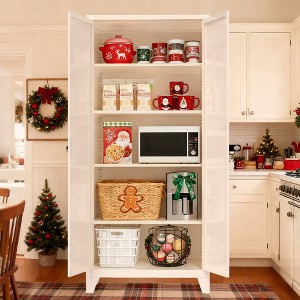 Yukimo 71" Tall Metal Storage Cabinet with Lock & Adjustable Shelves - Steel Cabinet, Multifunctional Organizer for Kitchen/Bedroom/Living Room/Office - 1 of 4