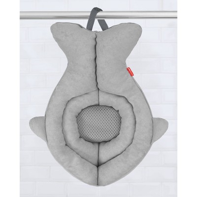 Gray Plush Terry Sink Baby Bather with Padded Whale Tail