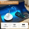 Rattan Nightstand, Modern Bedside Table with Charging Station and LED Lights - 3 of 4