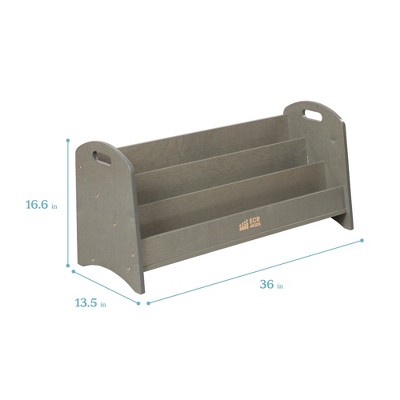 Grey Wash Birch 3-Shelf Kids Book Display with Handles