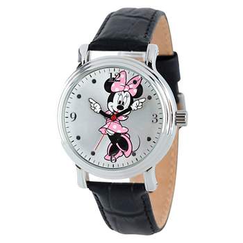 Women's Disney Minnie Mouse Shinny Vintage Articulating Watch with Alloy Case - Black/Pink
