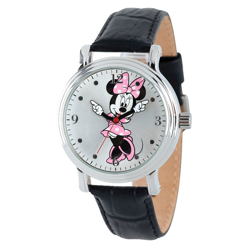 Women&#39;s Disney Minnie Mouse Shinny Vintage Articulating Watch with Alloy Case - Black/Pink, 1 of 6