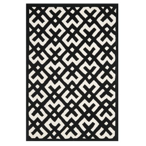 Ivory/Black Geometric Tufted Accent Rug 4