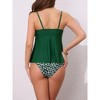INSPIRE CHIC Women's Full Coverage Ruffled Spaghetti Straps Leopard Swimwear Bathing Bikini Suits 2 Sets - 3 of 4