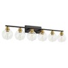 POWLIG 42.12" Black&Gold Bathroom Vanity Light - Modern 6-Light Dimmable Fixture with Clear Glass Shades for Powder Room, Makeup Vanity - 3 of 4