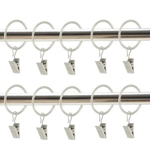 Unique Bargains Curtain Rings with Clips Iron for Hanging Curtains and Shower Curtain 10 Pcs - 1 of 4