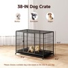 XBRIGH 42/38 Inch Dog Crates for Meidum Small Dogs Folding Metal Wire Cages Dog Kennels Pet Cage with Double-Door, Removable Tray White - 3 of 4