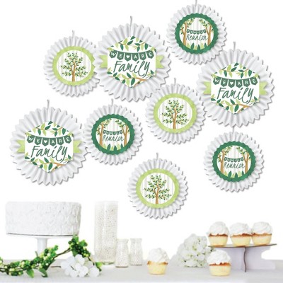 Big Dot of Happiness Family Tree Reunion - Hanging Family Gathering Party Tissue Decoration Kit - Paper Fans - Set of 9