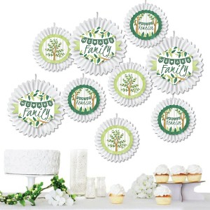 Big Dot of Happiness Family Tree Reunion - Hanging Family Gathering Party Tissue Decoration Kit - Paper Fans - Set of 9 - 1 of 4