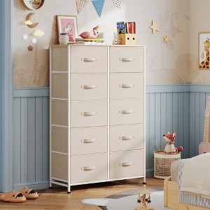 DEXYLLO Tall Dresser for Bedroom with 10 Fabric Drawers, Storage Tower with Wood Top, Cream White : Target