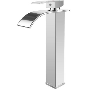 BWE Waterfall Single Hole Single Handle Bathroom Vessel Sink Faucet With Supply Hose - 1 of 4