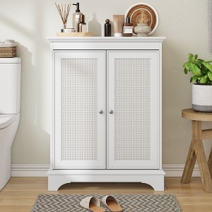 GDFStudio Galio Mid-Century Modern 26.20'' Storage Cabinet with Rattan Doors and Adjustable Shelves - 1 of 4