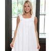 ADR Women's Cotton Nightgown, Sleeveless Lace Trimmed Button Up Long Vintage Night Dress Gown - 4 of 4