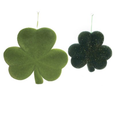 Saint Patricks 14.5" Hanging Shamrocks Set / 2. Decoration Decorate Decor Green  -  Decorative Figurines