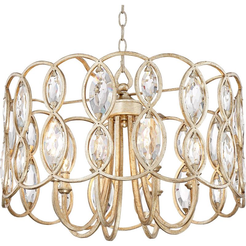 Possini Euro Design Bellmont Silver Leaf Chandelier 22 1/2" Wide Modern Clear Crystal 8-Light Fixture for Dining Room House Kitchen Entryway Bedroom, 3 of 8