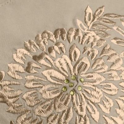 khaki floral embroidery