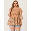 Agnes Orinda Women's Plus Size Chiffon Smock Waist Ditsy Floral Peplum Casual Blouses - 4 of 4