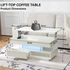 QingMoon Lift Top Coffee Table, High Gloss Center Table with Hidden Compartment, 2 Storage Drawers and Adjustable LED Lights for Living Room - 4 of 4