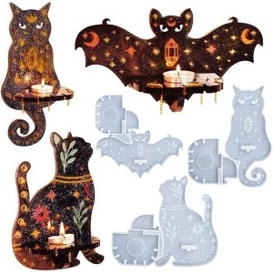 JDICTION 3 Sets Cat Bat Resin Molds - Epoxy/UV Resin Molds for Wall Hanging Storage Racks, Trays, Candle Holders DIY Halloween Decor Art Crafts - 1 of 4
