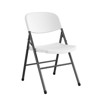 White Speckle Plastic Folding Chairs with Black Steel Legs, 4-Pack