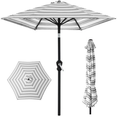 Best Choice Products 10ft Outdoor Steel Striped Market Patio Umbrella w/ Crank, Tilt Push Button, 6 Ribs
